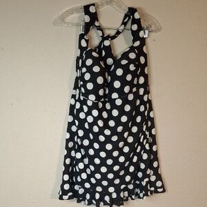 VM Black and White Polka Dot Swim Dress size 22W